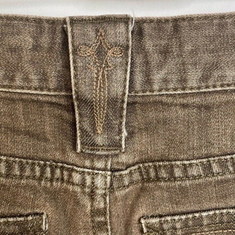Ralph Lauren LJC 10P Brown Studded Jeans Made in Hong Kong Western Bootcut